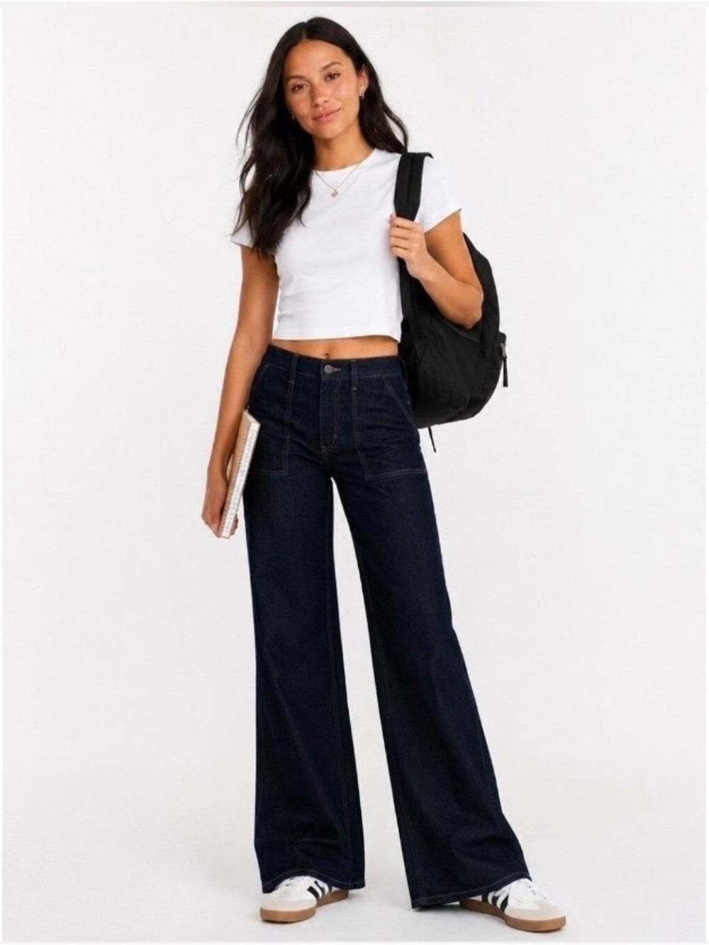 Time and Tru Dark Indigo High-Rise Wide Leg Jeans